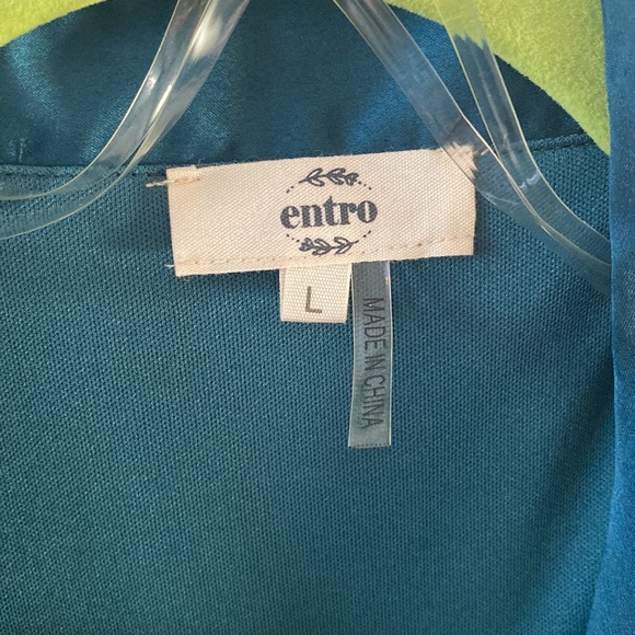 Teal Satin Wrap Dress - Picture 3 of 5